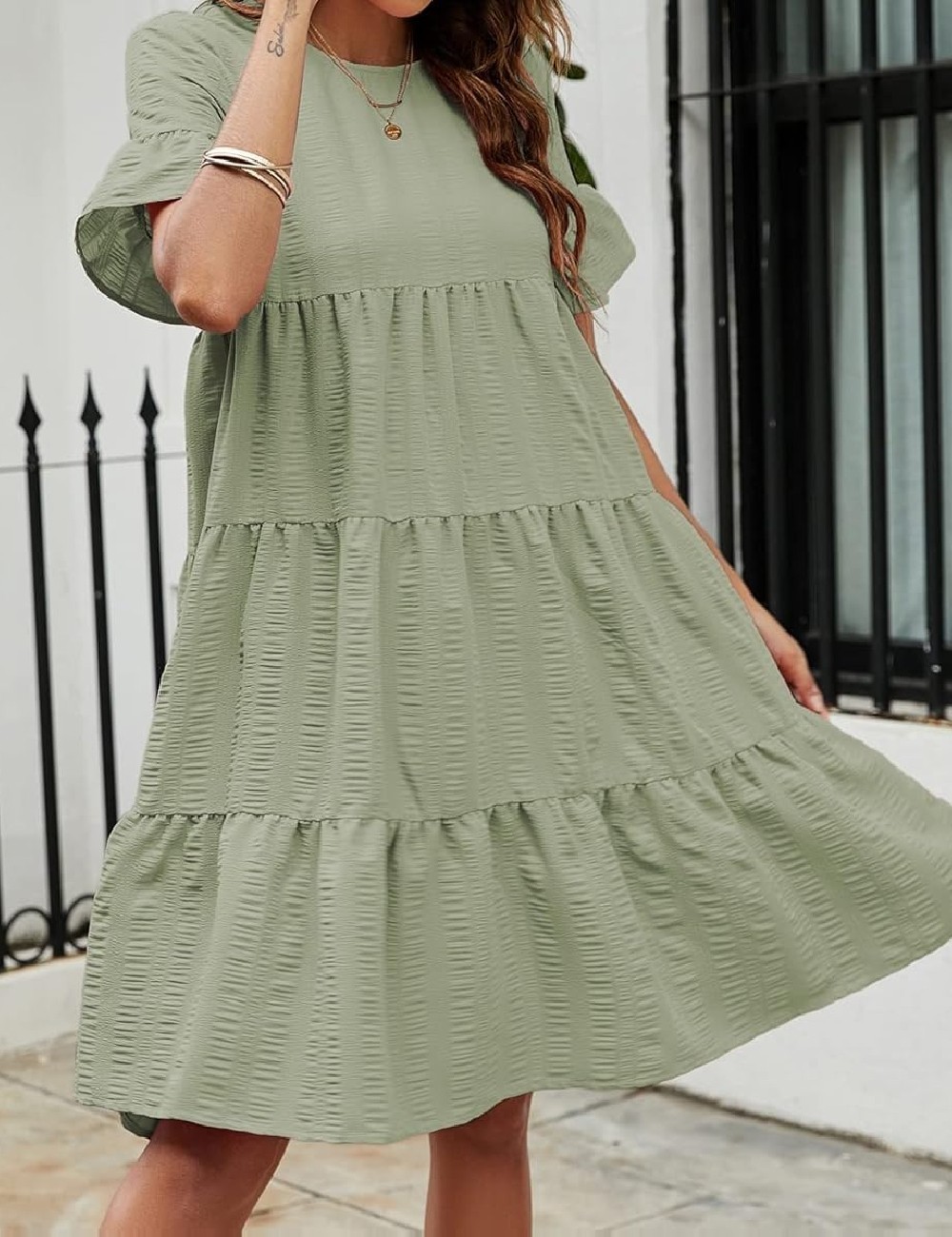 Rochie scurta SHEIN, verde - 1 | YEO