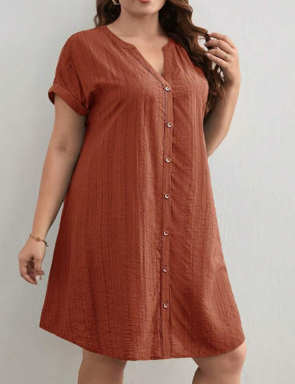 Rochie scurta SHEIN CURVE, maro - 1 | YEO