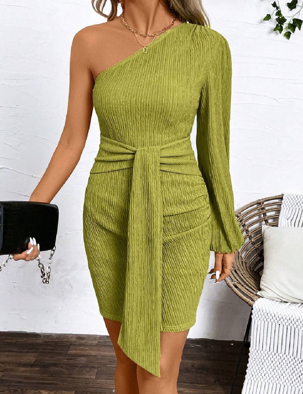 Rochie scurta SHEIN, verde - 1 | YEO