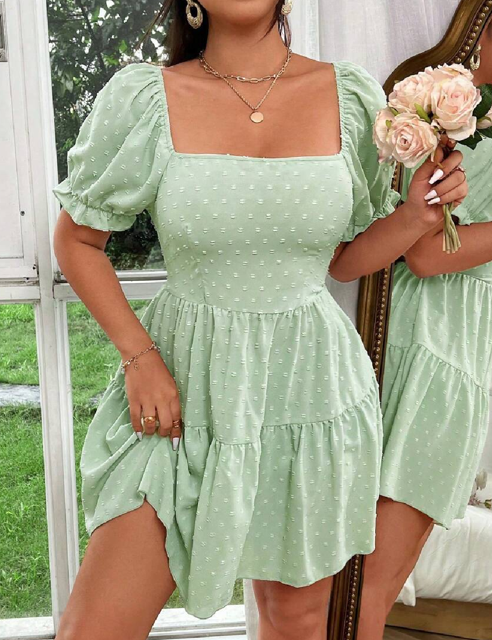 Rochie scurta SHEIN CURVE, verde
