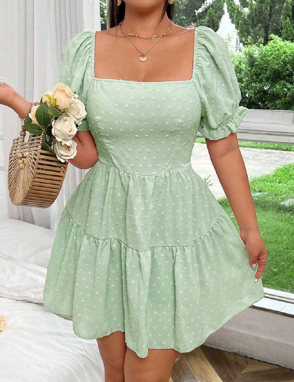 Rochie scurta SHEIN CURVE, verde - 1 | YEO