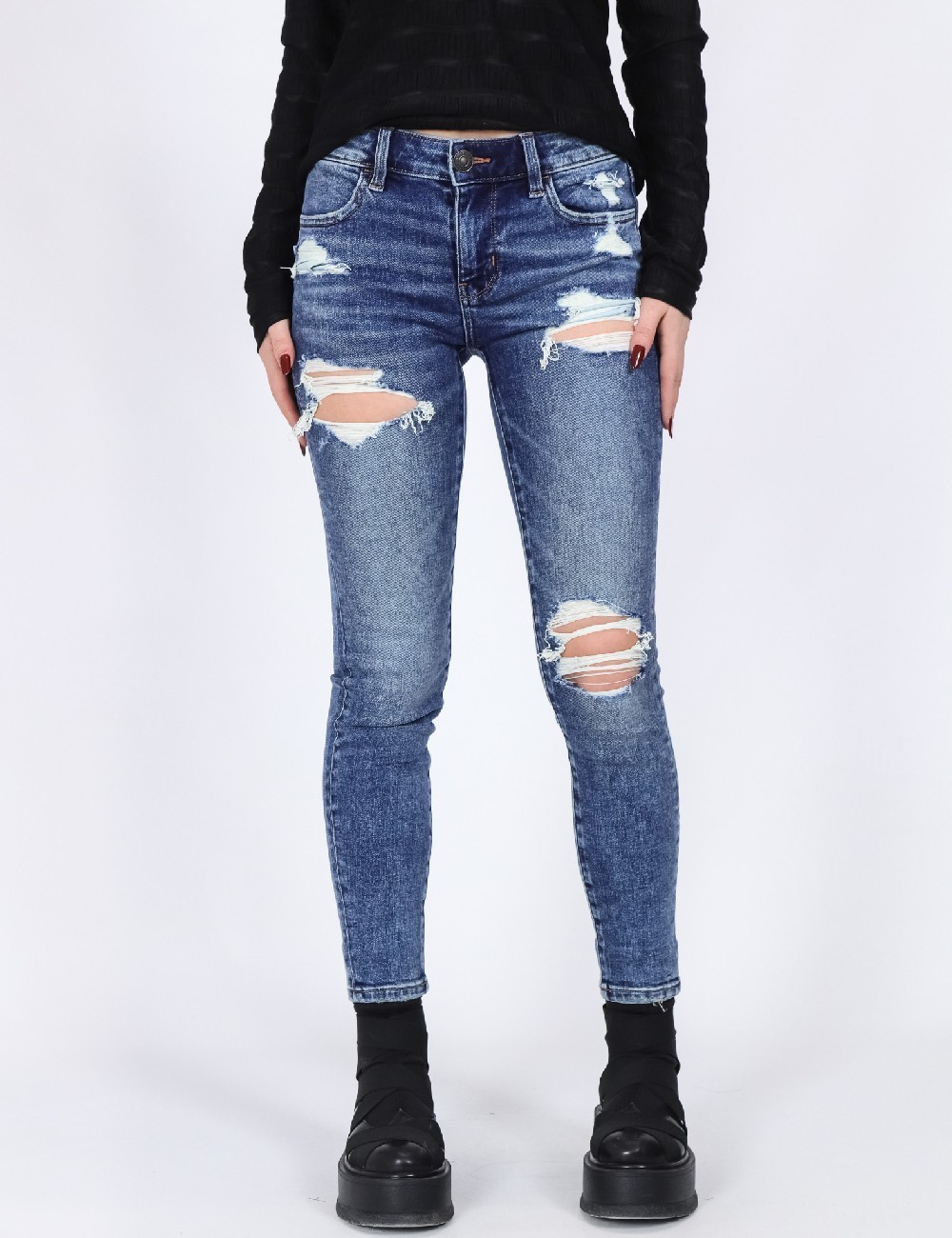 Blugi American Eagle, albastru - 1 | YEO