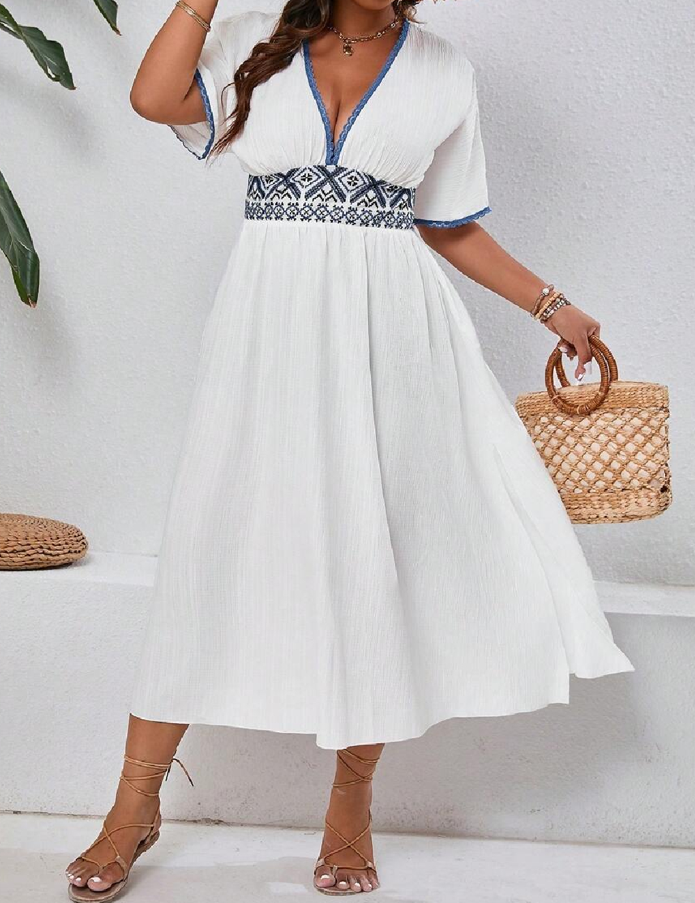 Rochie medie SHEIN CURVE, alb