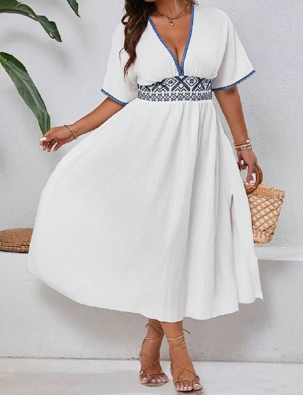 Rochie medie SHEIN CURVE, alb - 1 | YEO