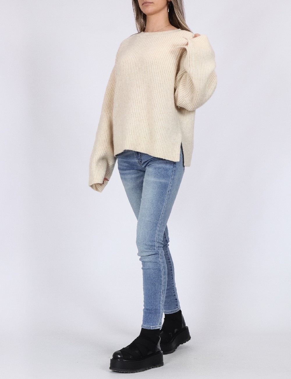 Pulover Pieces, crem - 1 | YEO