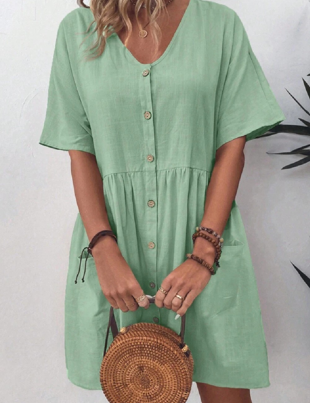 Rochie scurta SHEIN, verde - 1 | YEO