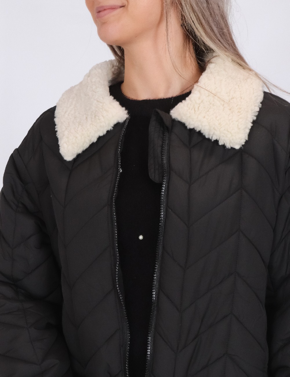 Geaca Pieces, negru - 1 | YEO