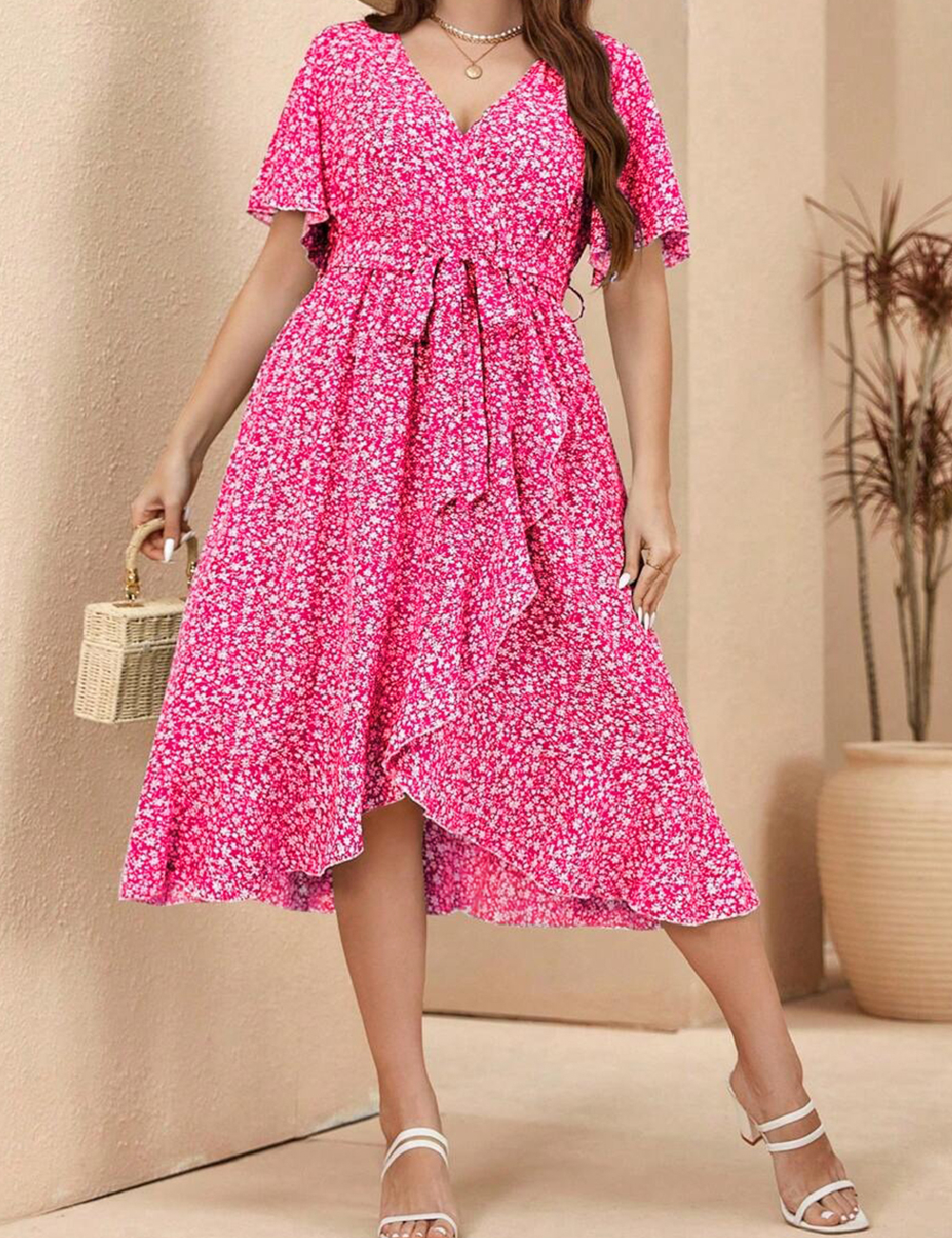 Rochie medie SHEIN CURVE, roz
