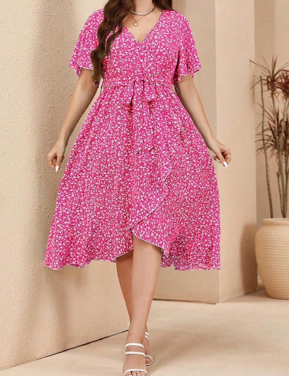 Rochie medie SHEIN CURVE, roz - 1 | YEO