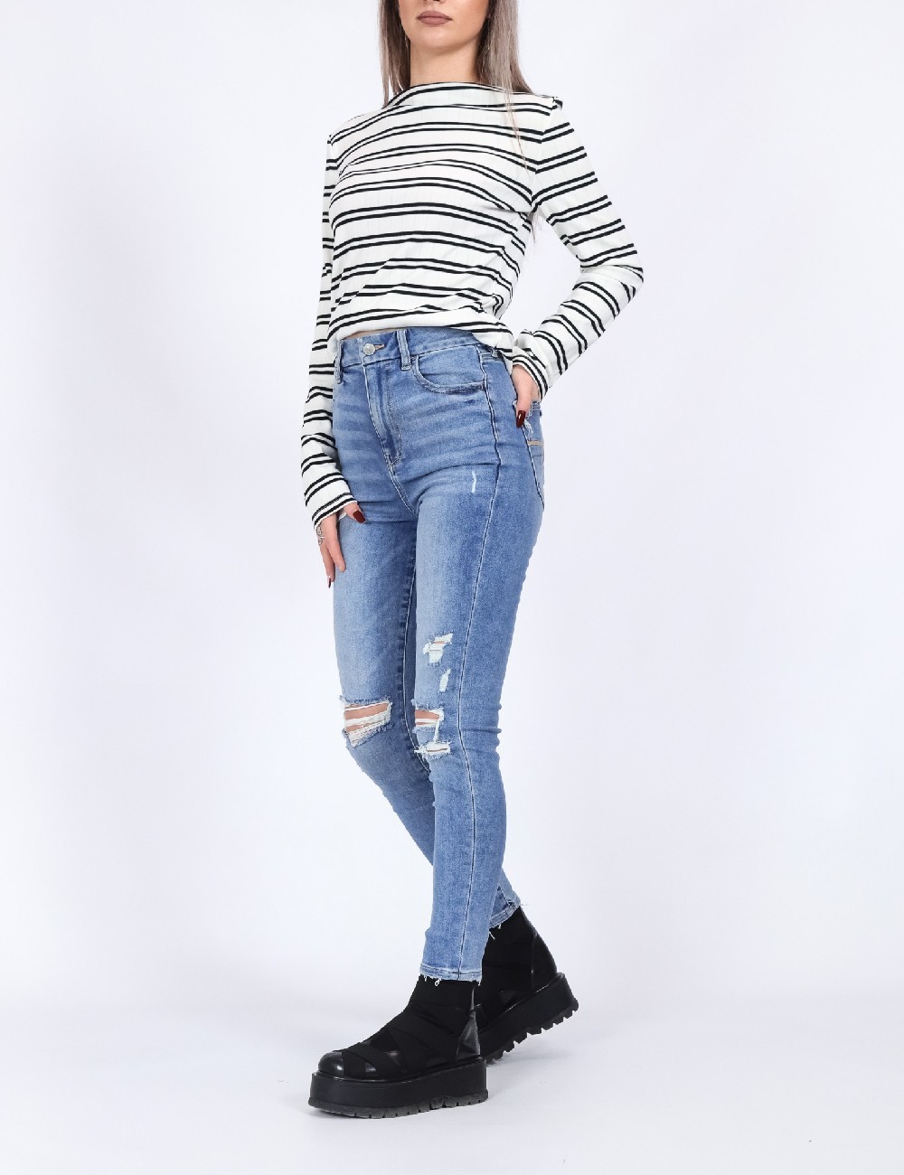 Blugi American Eagle, albastru - 1 | YEO
