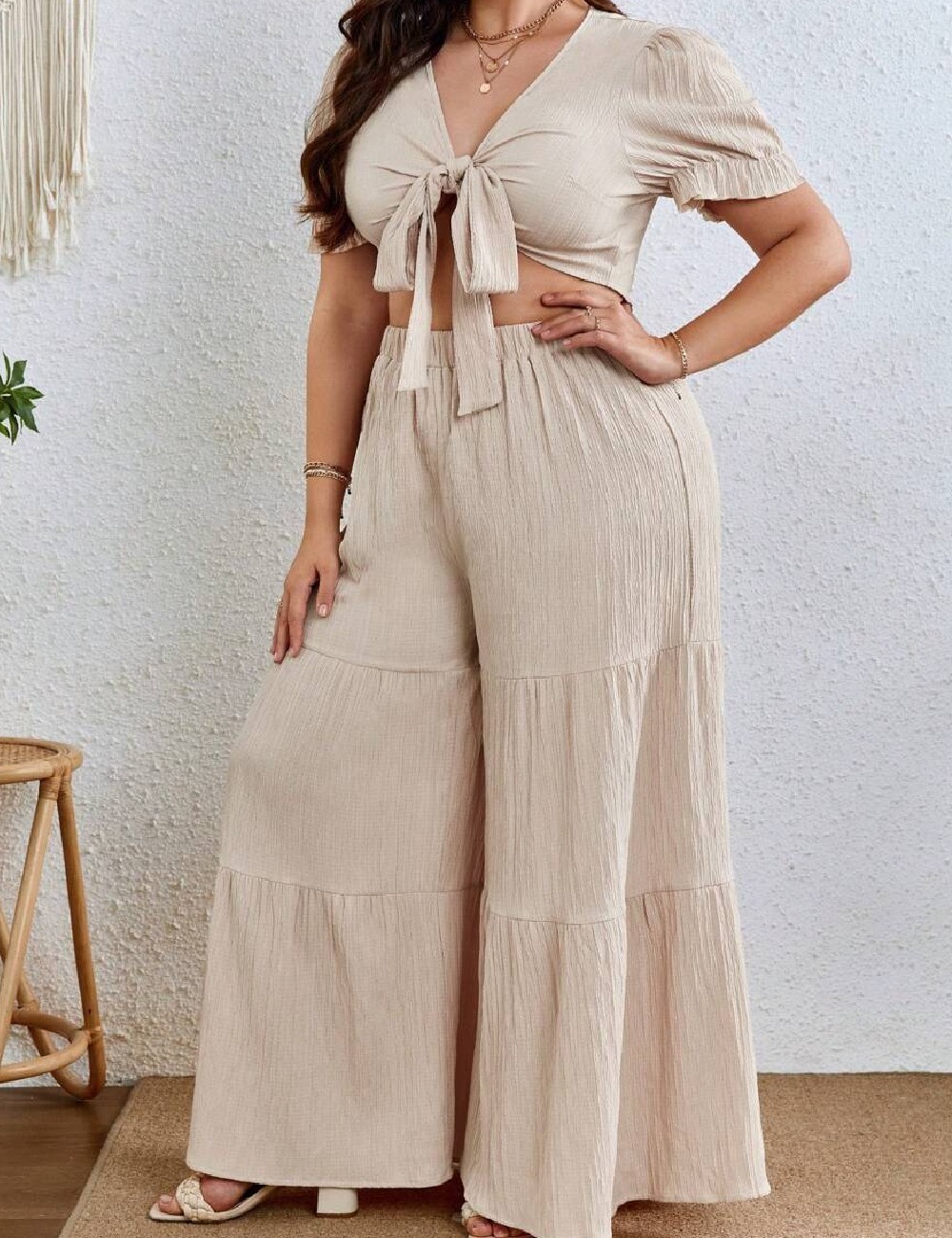 Compleu SHEIN CURVE, crem - 1 | YEO