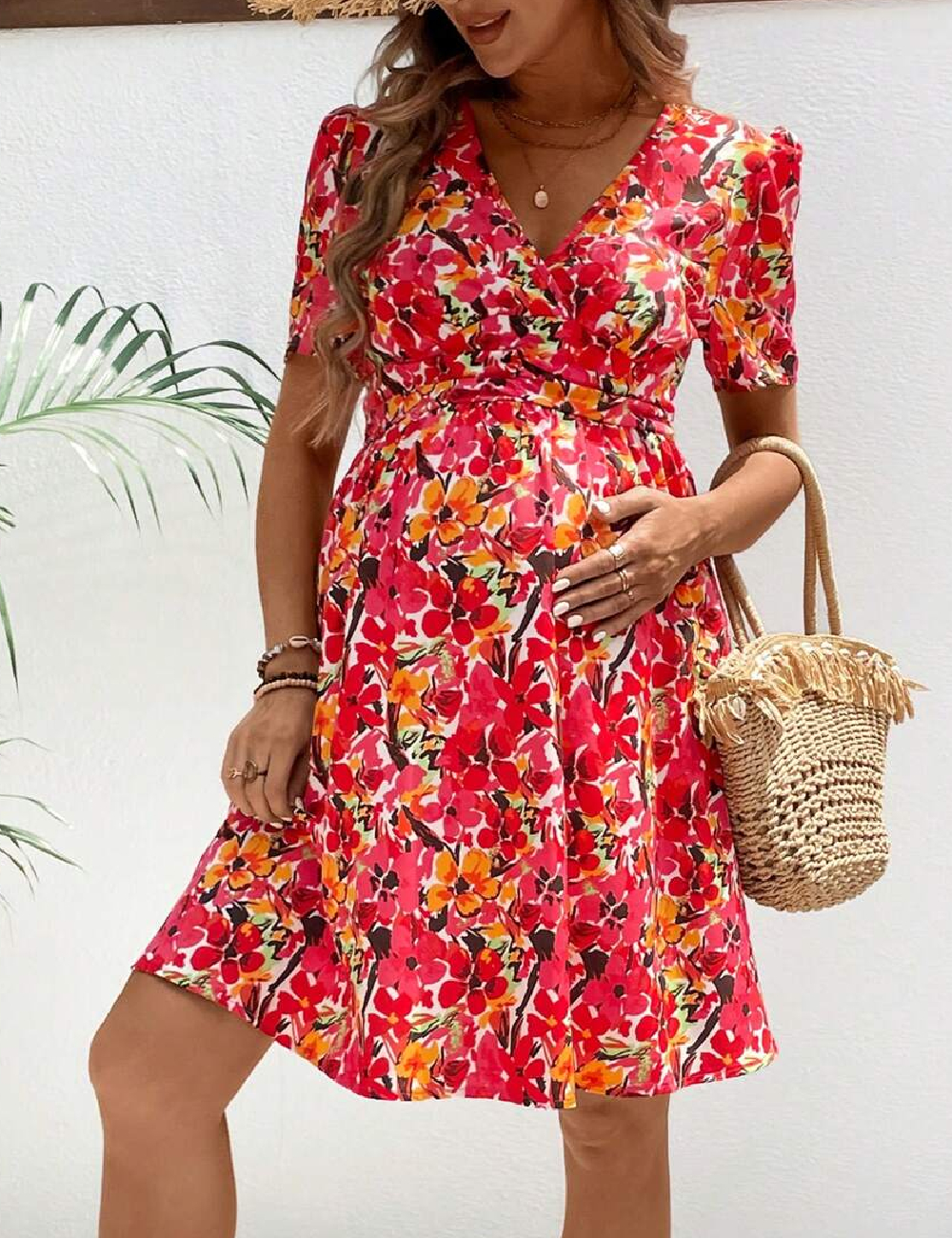 Rochie scurta SHEIN Maternity, floral print