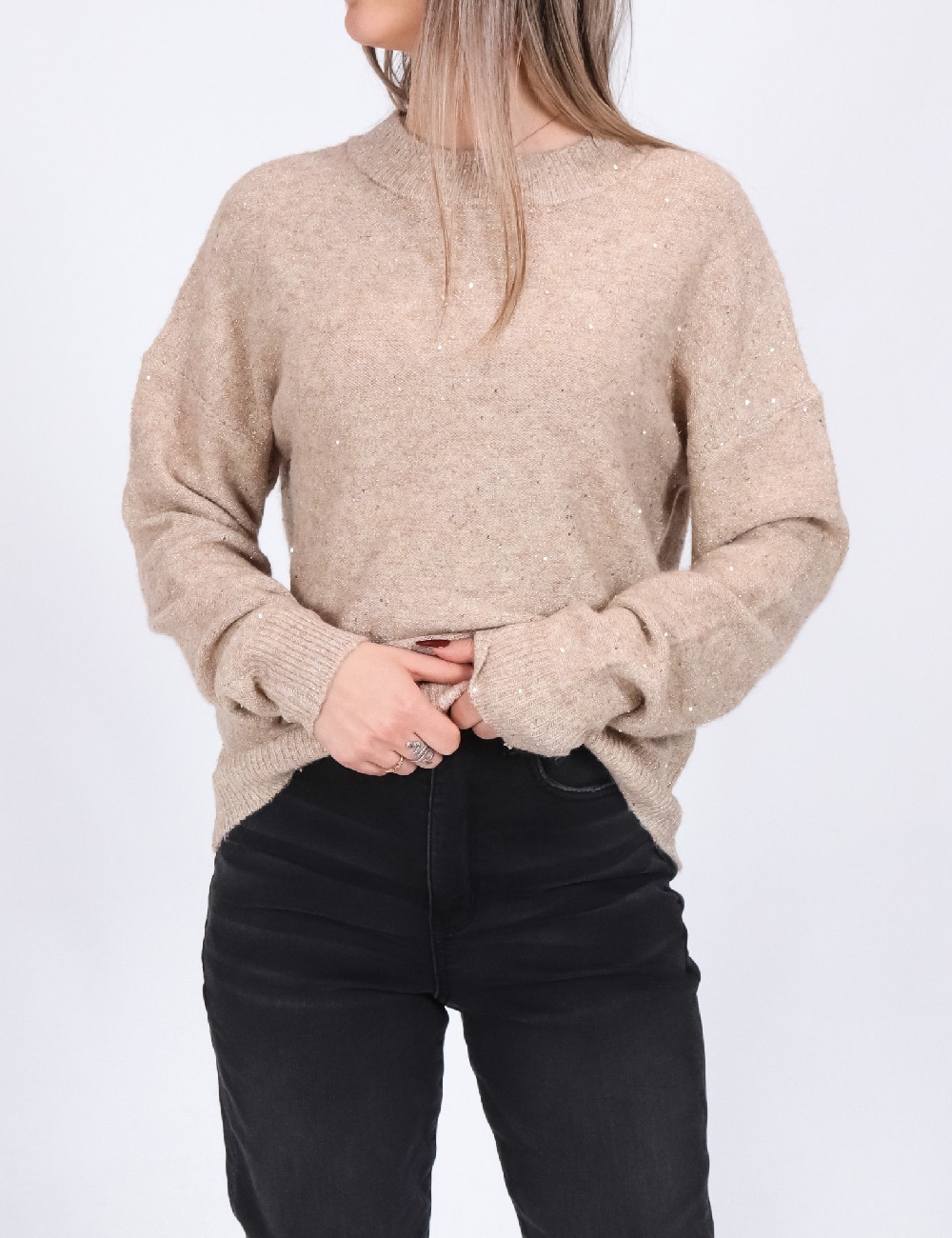 Pulover Pieces, crem - 1 | YEO