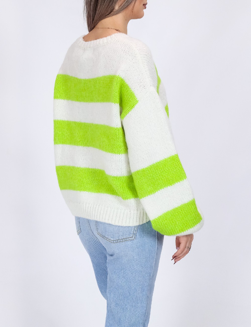 Pulover Pieces, alb/verde - 1 | YEO