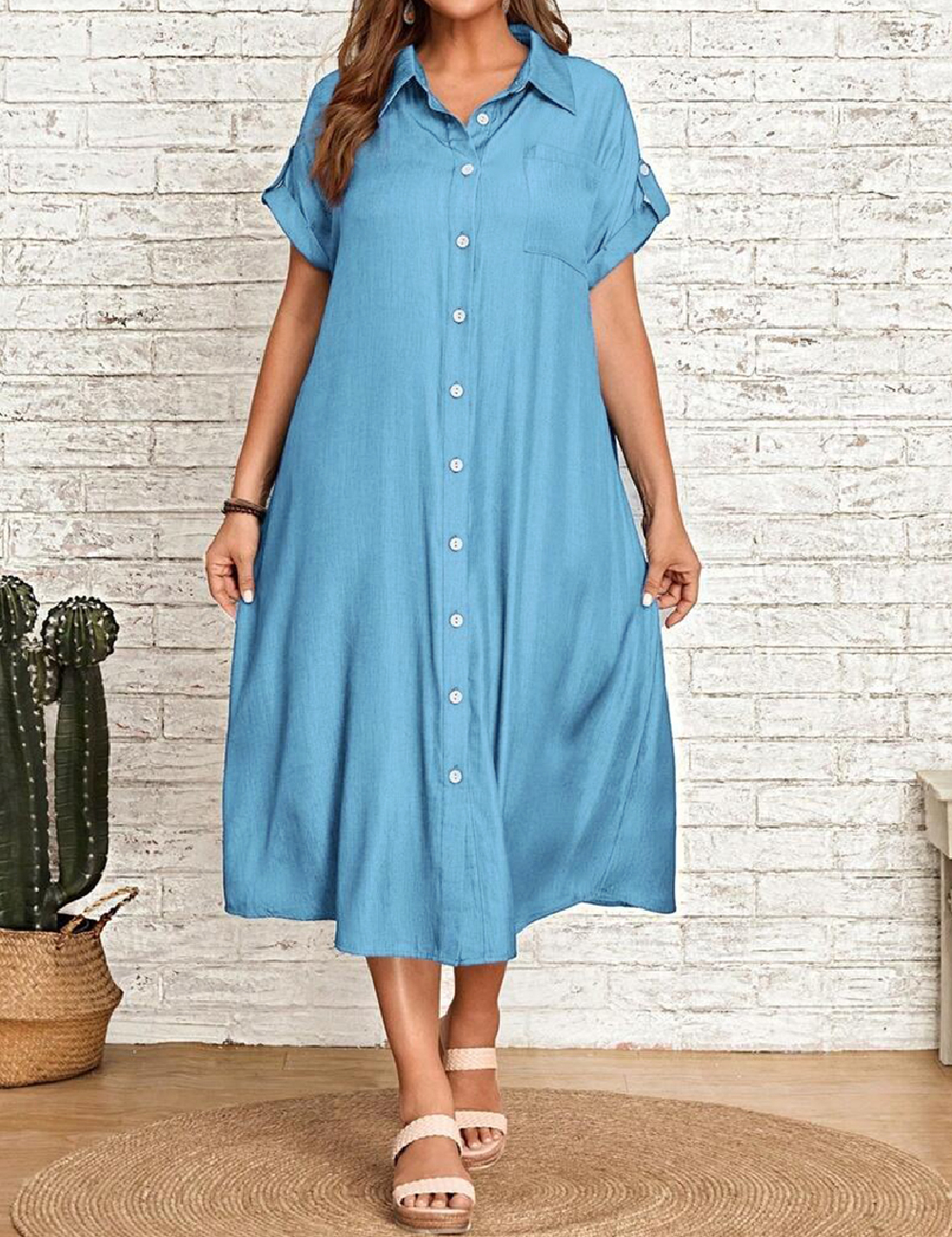 Rochie medie Emery Rose Curve, albastru