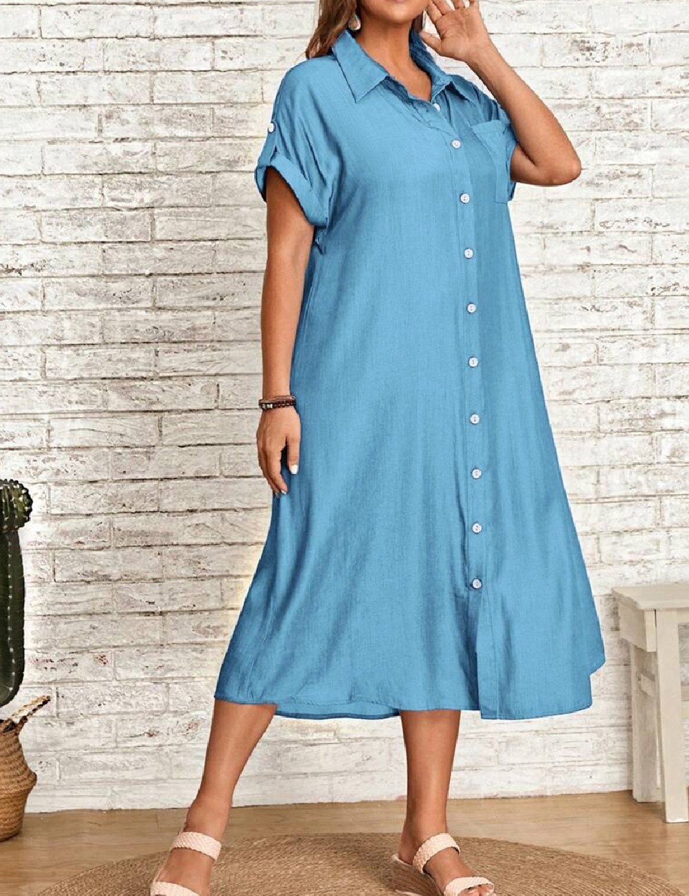 Rochie medie Emery Rose Curve, albastru - 1 | YEO
