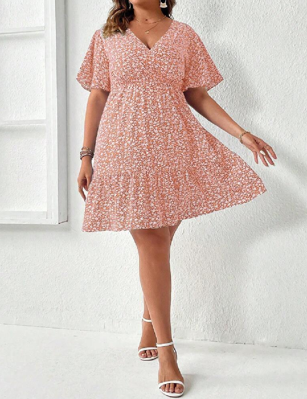 Rochie scurta SHEIN CURVE, floral print