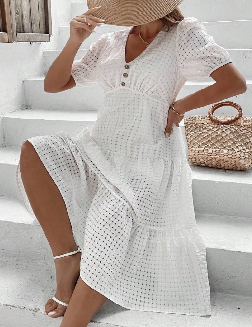 Rochie medie SHEIN, alb - 1 | YEO
