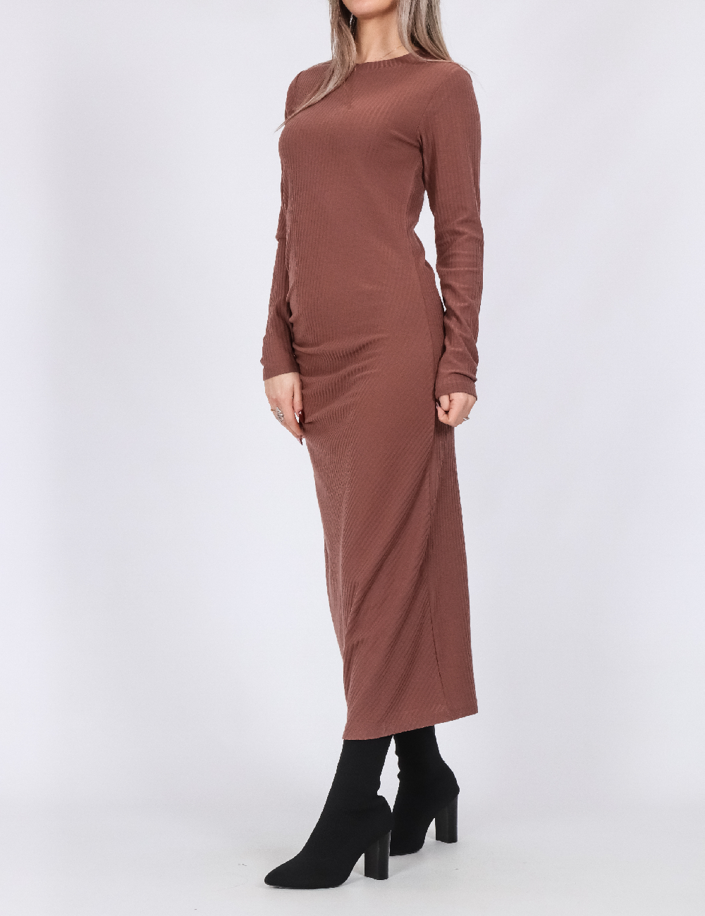 Rochie lunga Pieces, maro