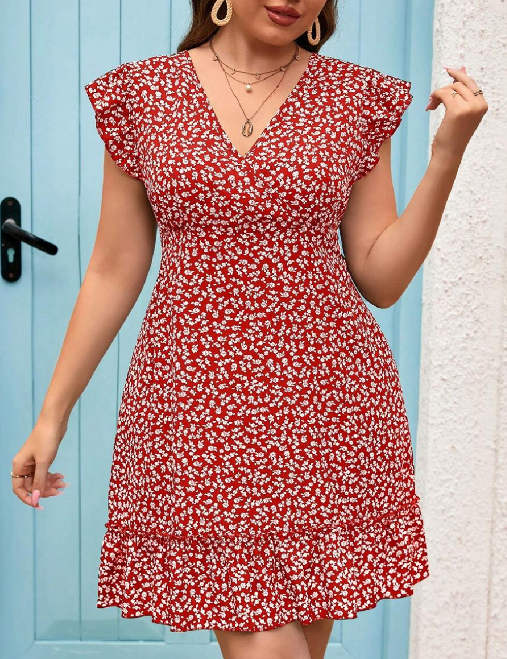 Rochie scurta SHEIN CURVE, rosu