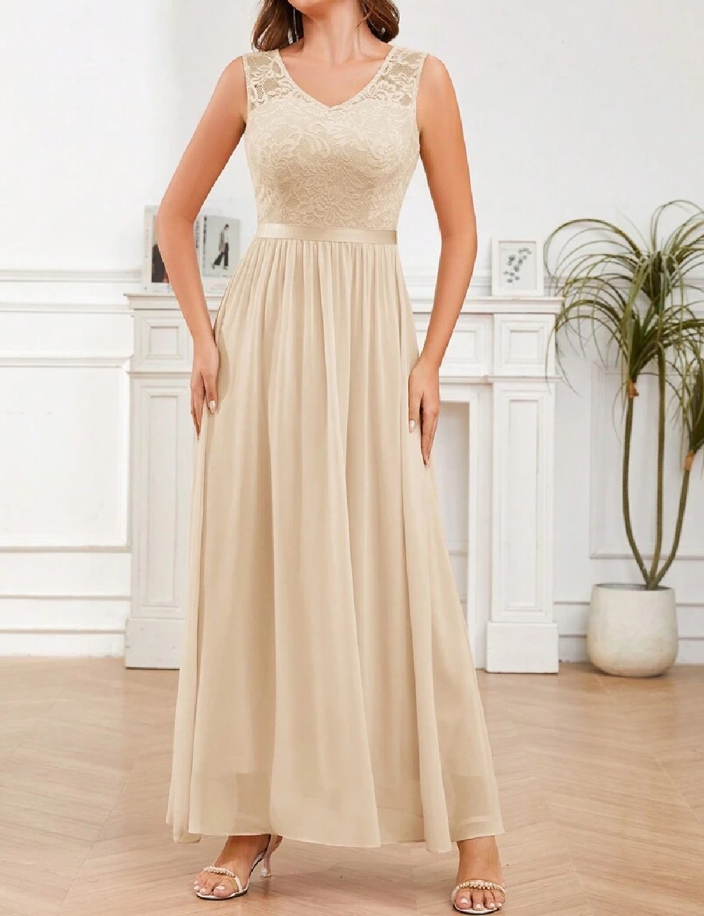 Rochie lunga SHEIN, crem - 1 | YEO