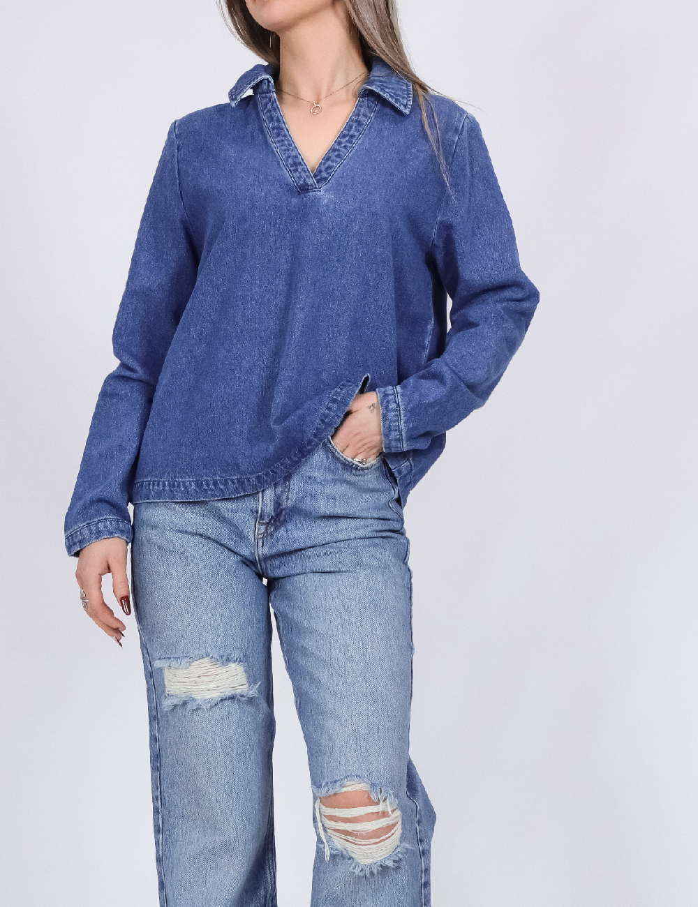 Bluza Pieces, albastru - 1 | YEO