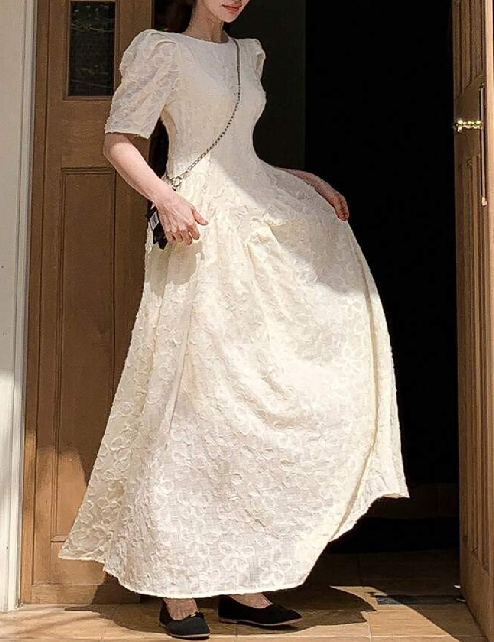 Rochie lunga Dazy, ecru