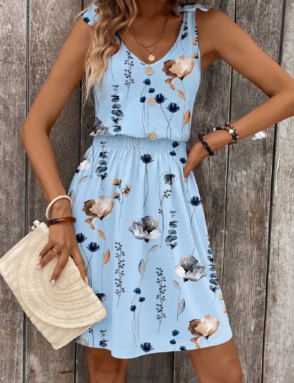 Rochie scurta SHEIN, albastru - 1 | YEO