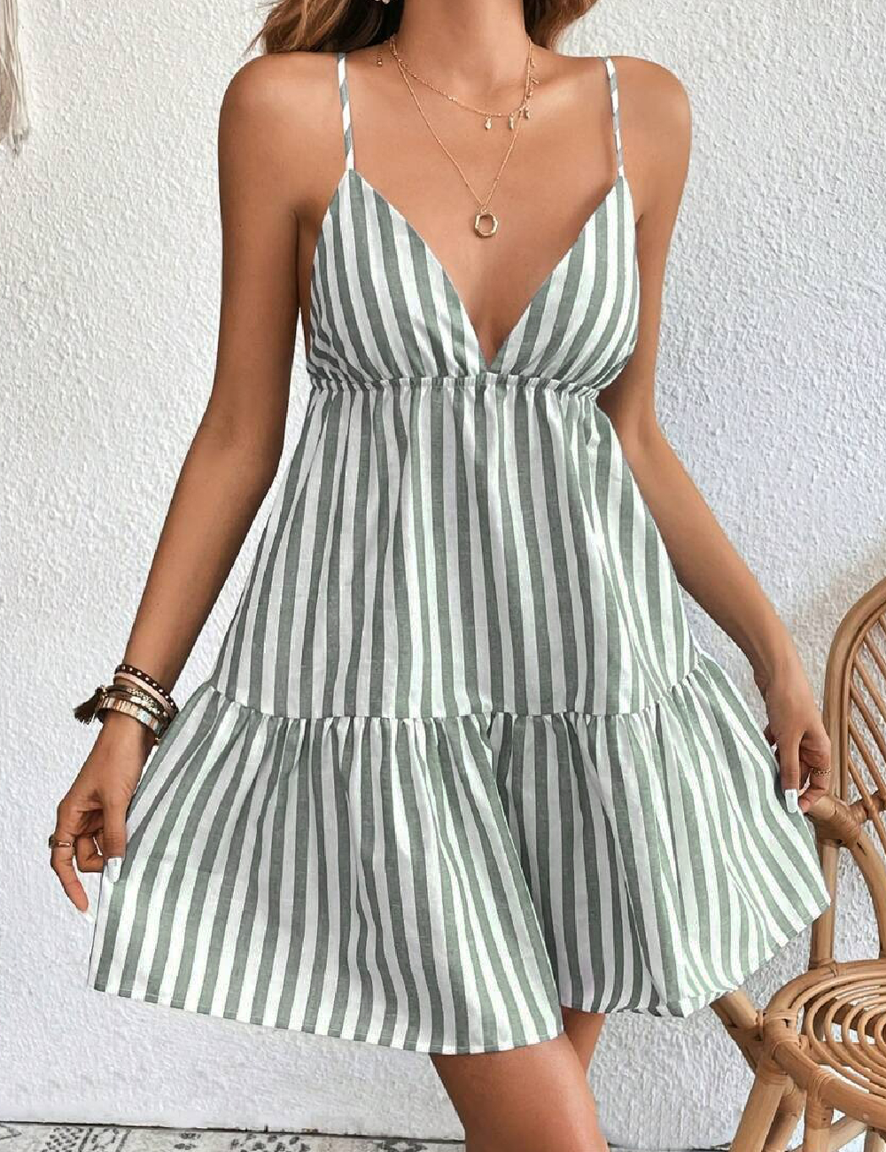 Rochie scurta SHEIN, alb/gri
