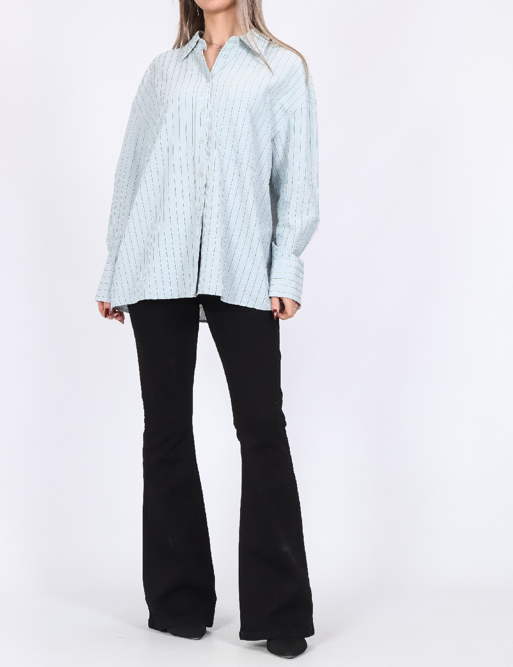 Camasa Oversize Pieces, bleu