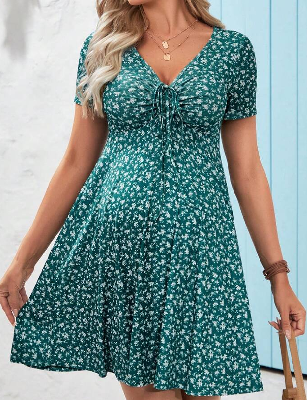 Rochie scurta SHEIN Maternity, verde