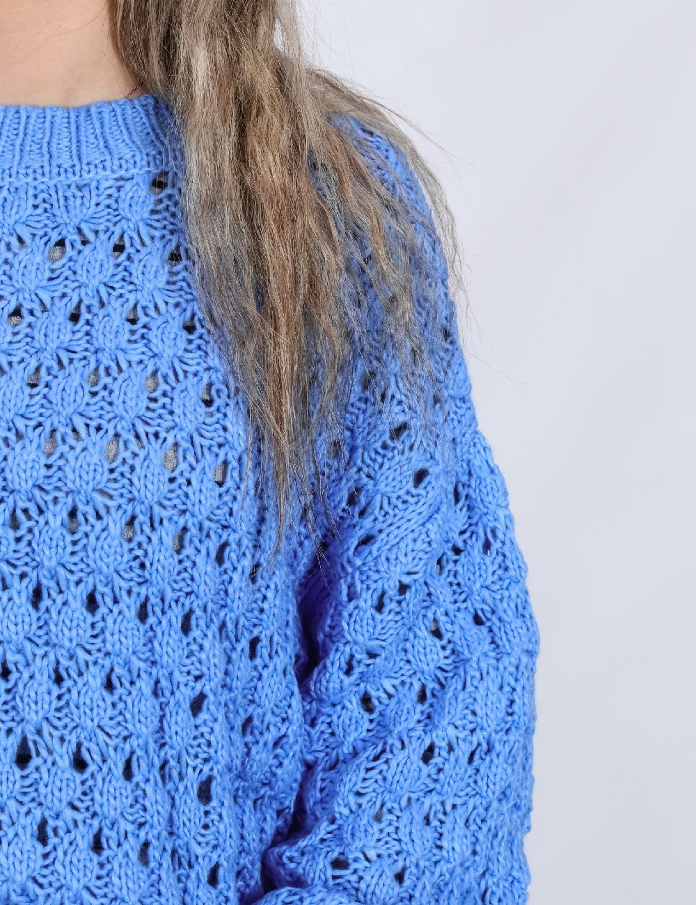 Pulover Pieces, albastru - 1 | YEO