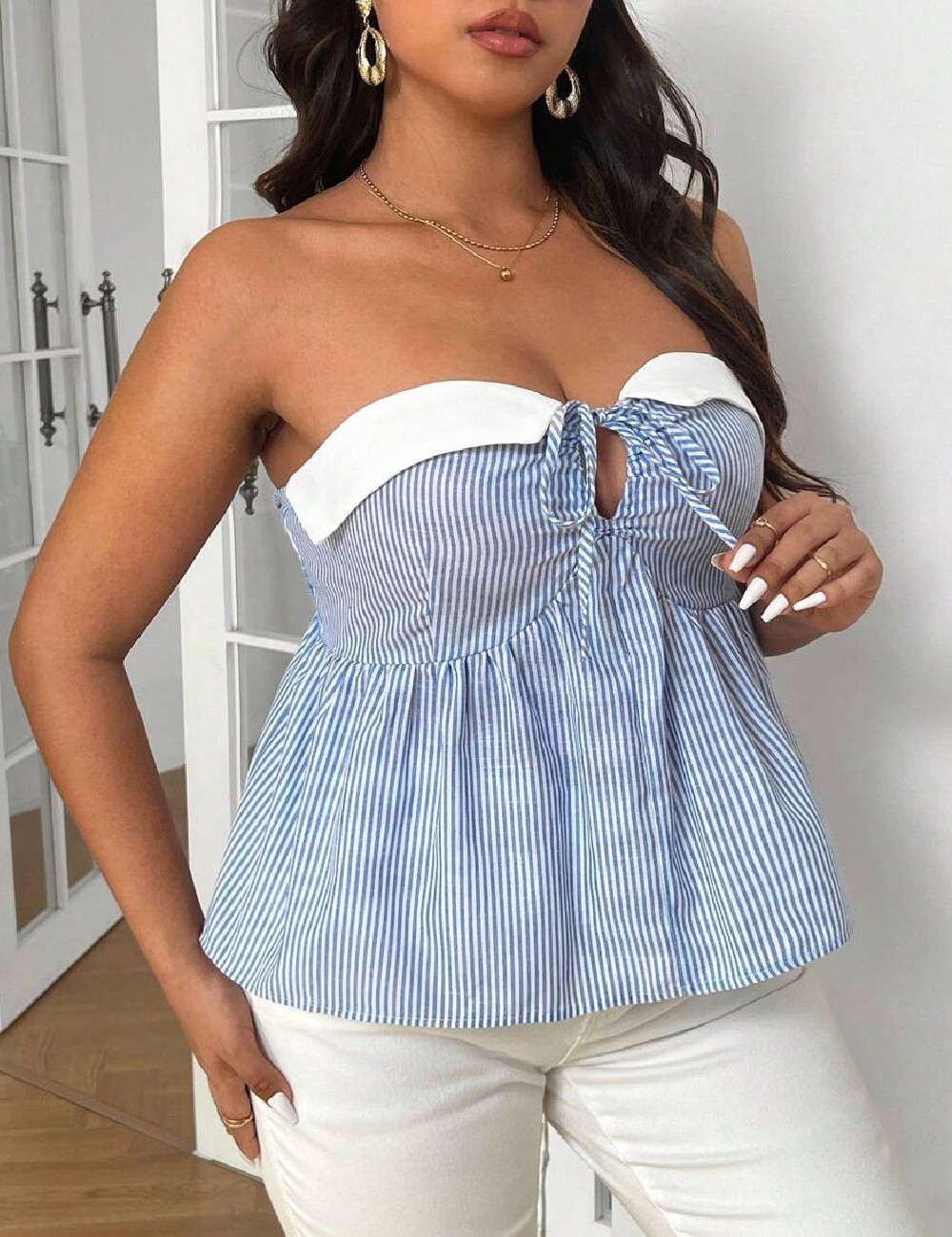 Top SHEIN CURVE, albastru - 1 | YEO