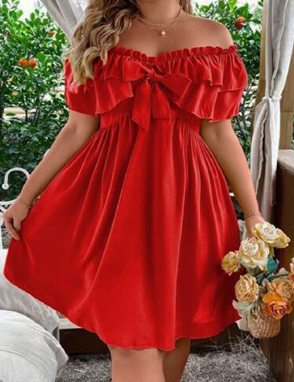 Rochie scurta SHEIN CURVE, rosu
