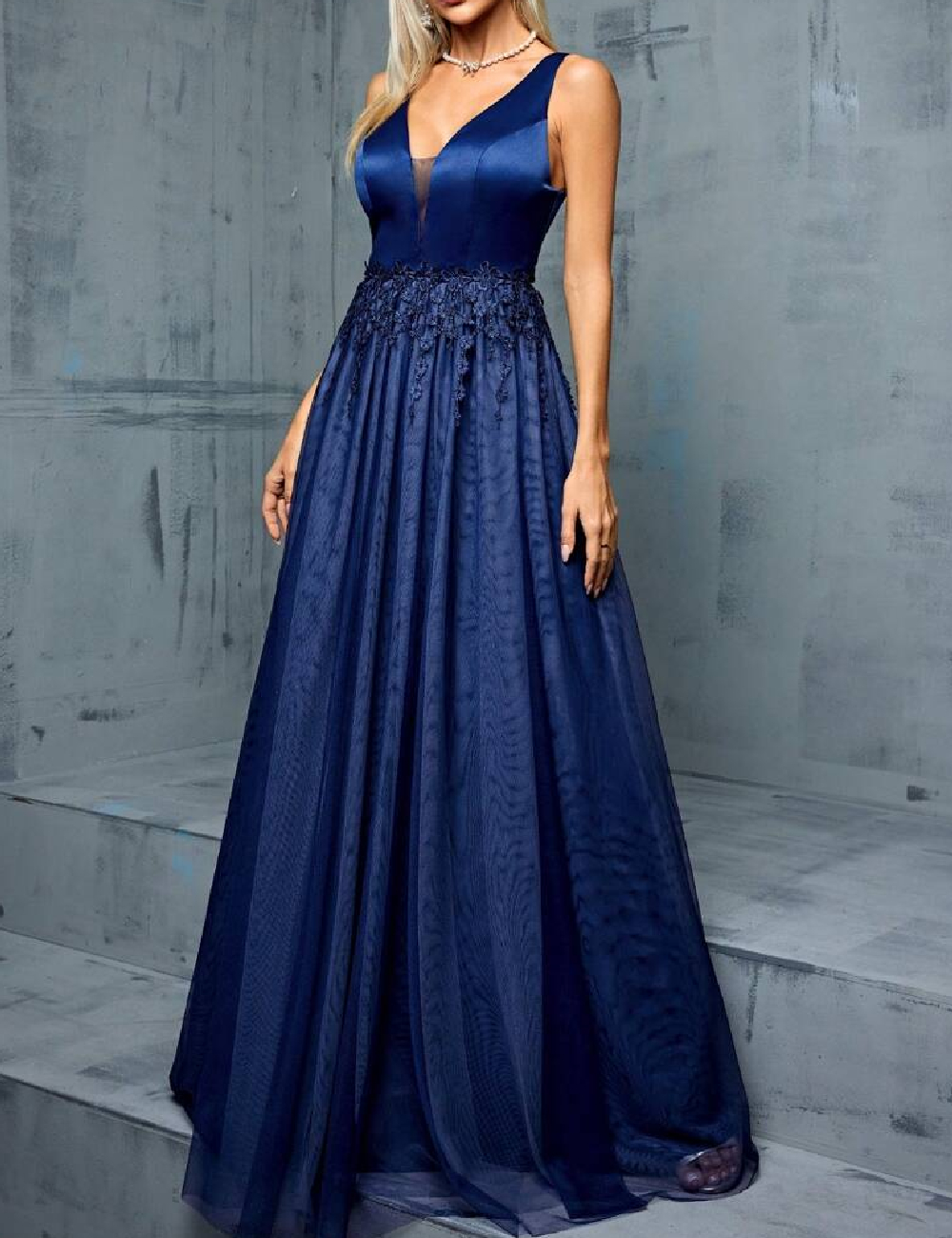 Rochie lunga Mgiacy, bleumarin - 1 | YEO
