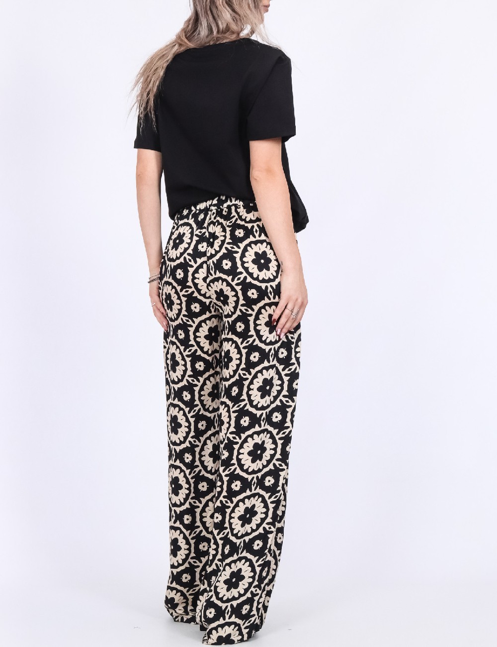 Pantaloni Motivi, negru/crem - 1 | YEO