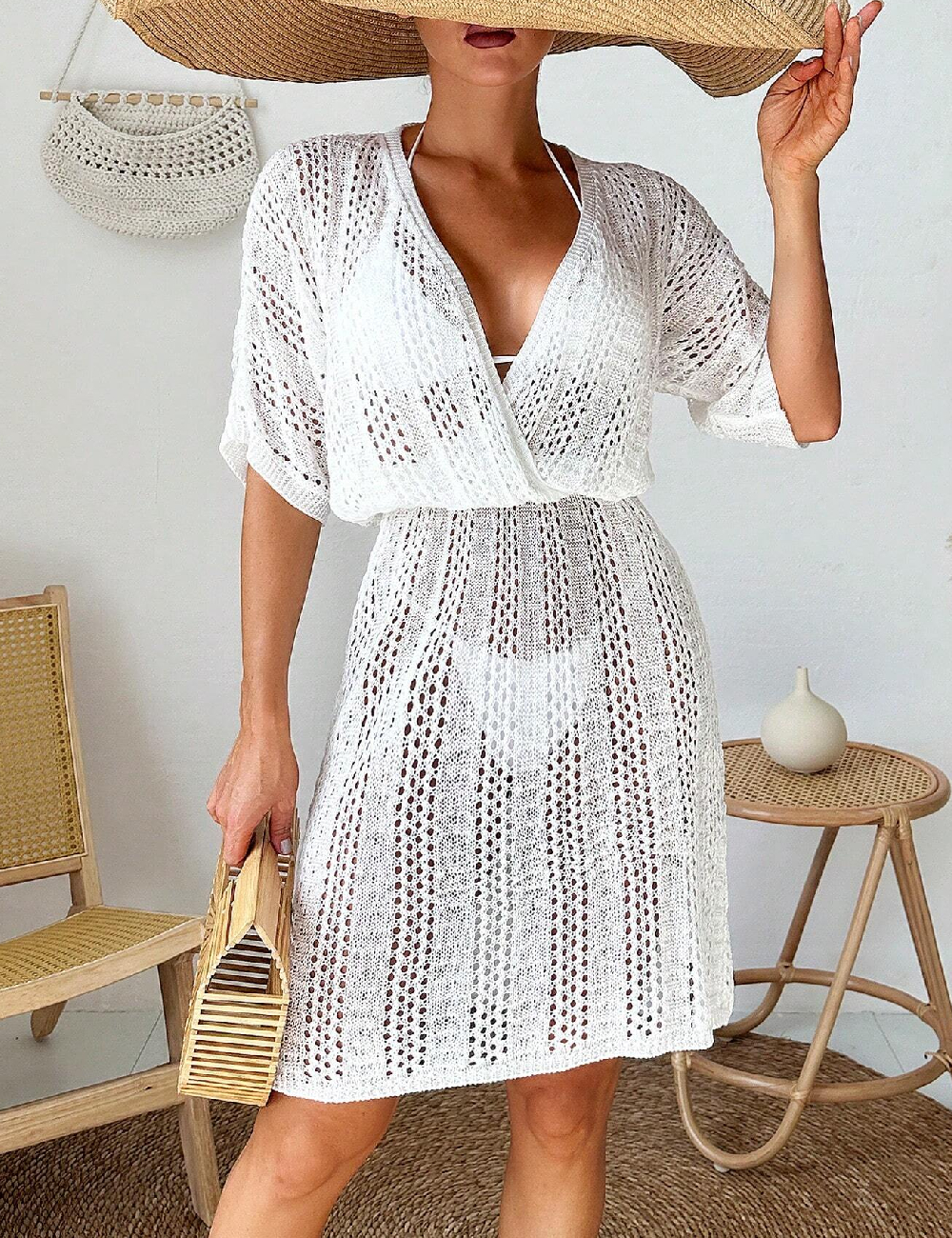 Rochie de plaja SHEIN, alb