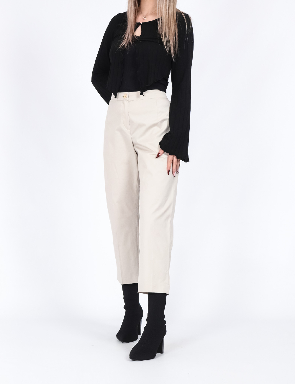 Pantaloni Elena Miro, crem - 1 | YEO