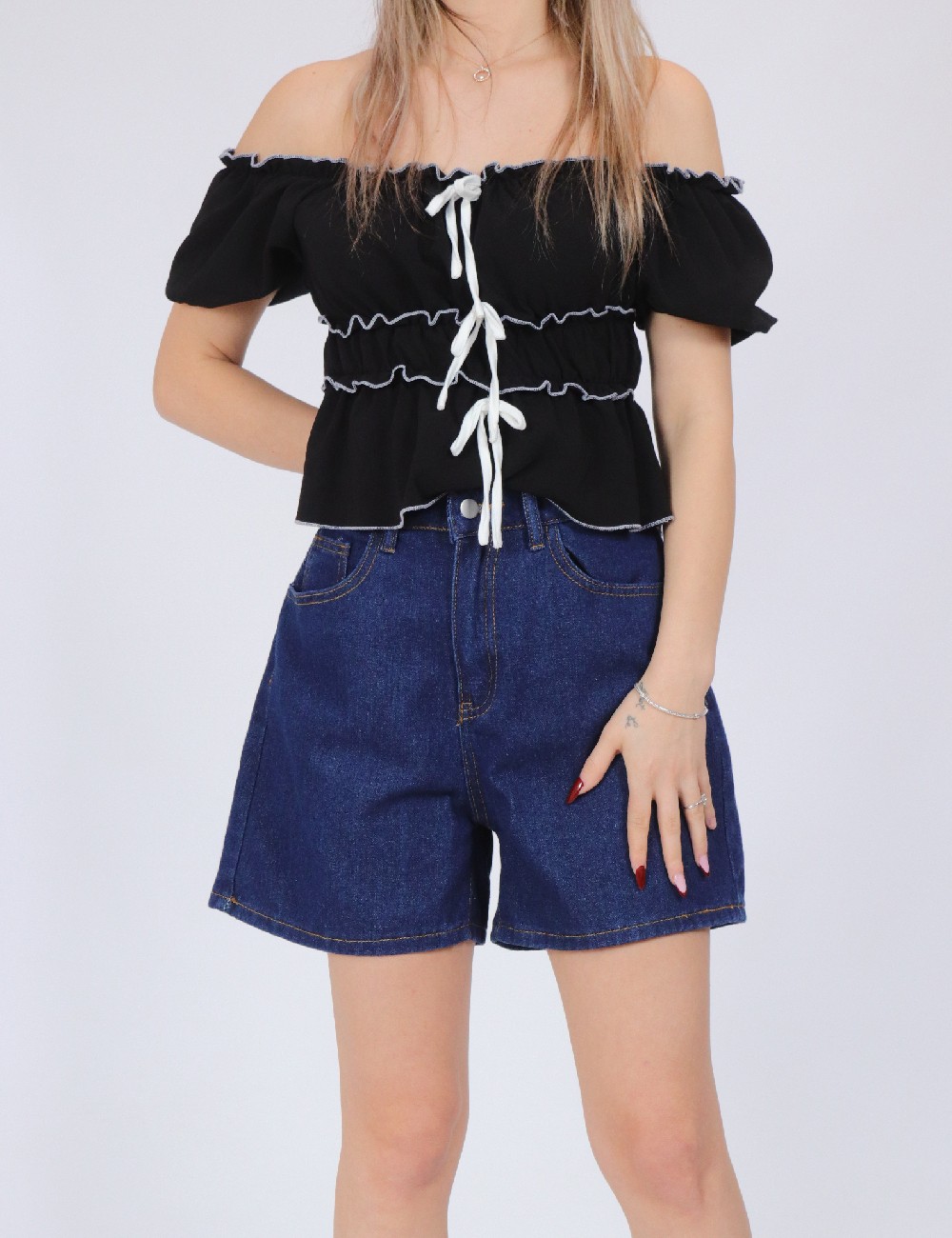 Pantaloni scurti SHEIN, albastru - 1 | YEO