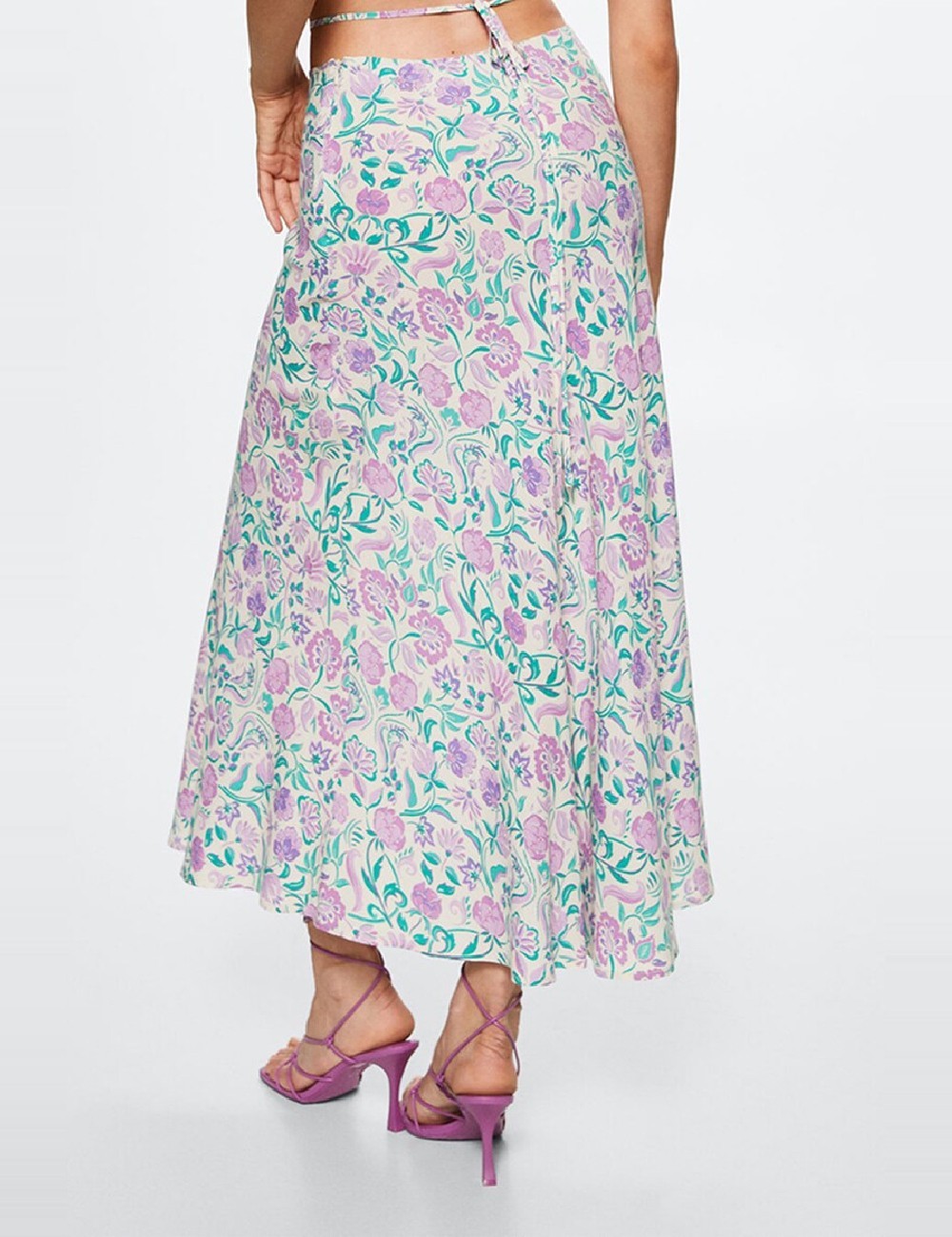 Fusta Mango Violeta, floral print - 1 | YEO