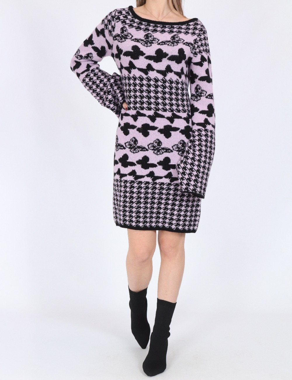 Rochie scurta Something New, negru/roz - 1 | YEO