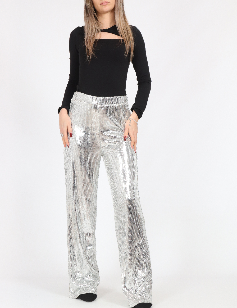 Pantaloni Only, argintiu