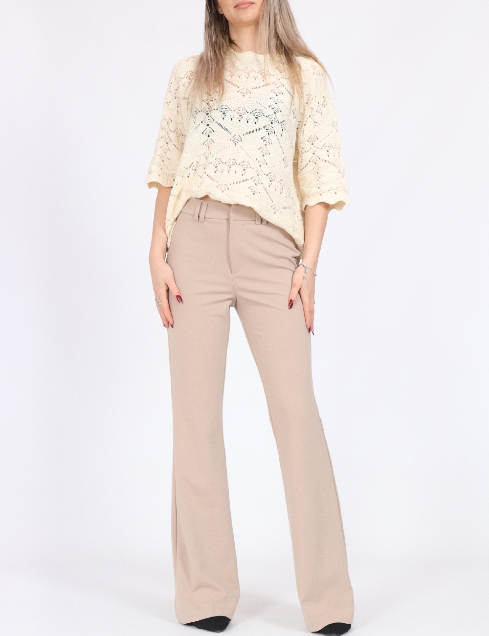 Pantaloni Only, crem