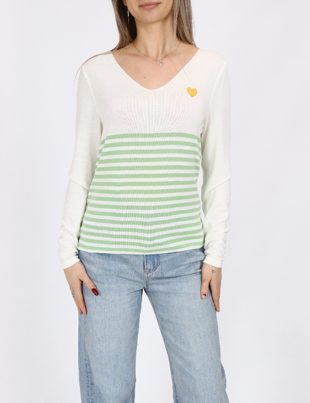 Bluza Only, alb/verde
