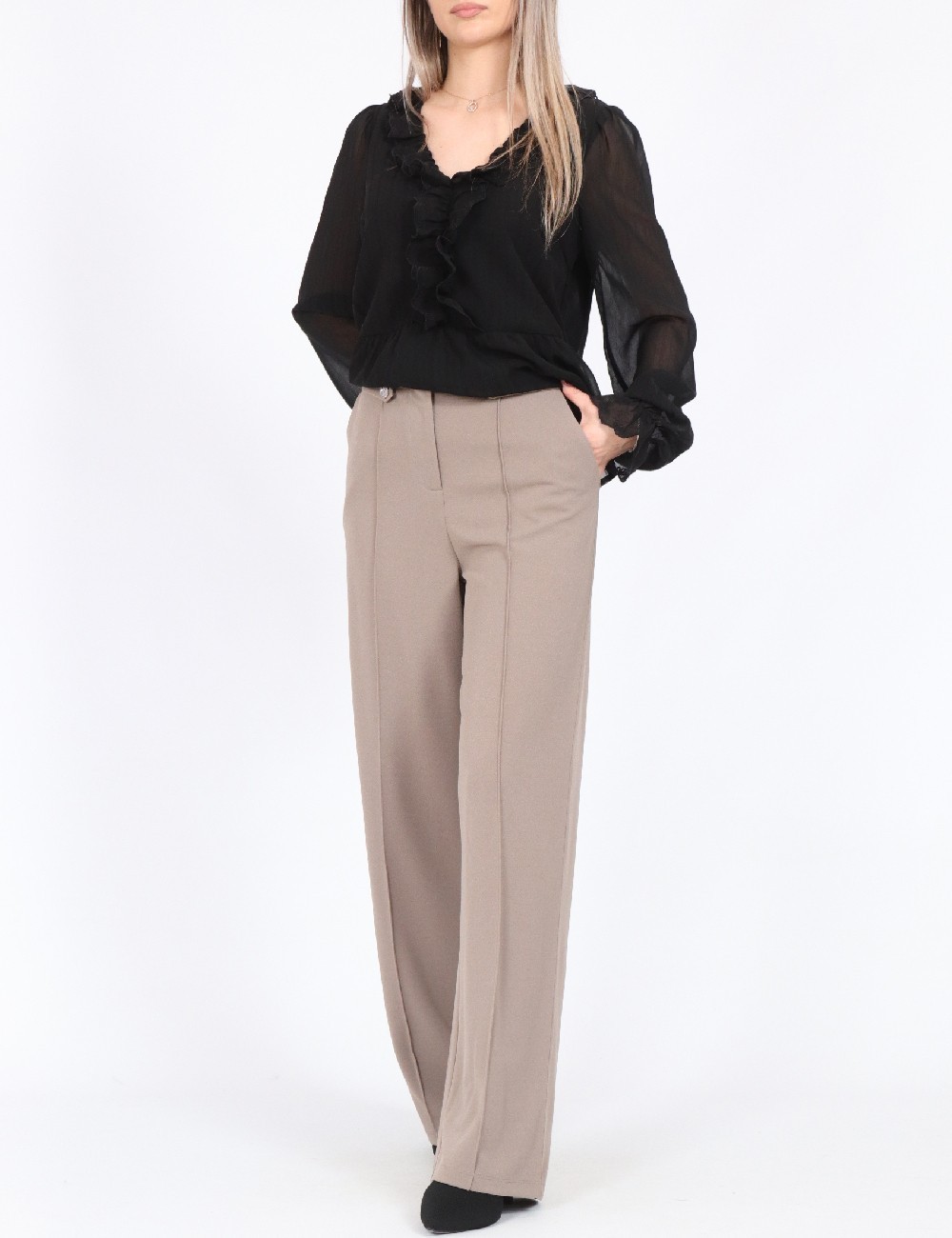 Pantaloni Jacqueline de Yong, gri - 1 | YEO