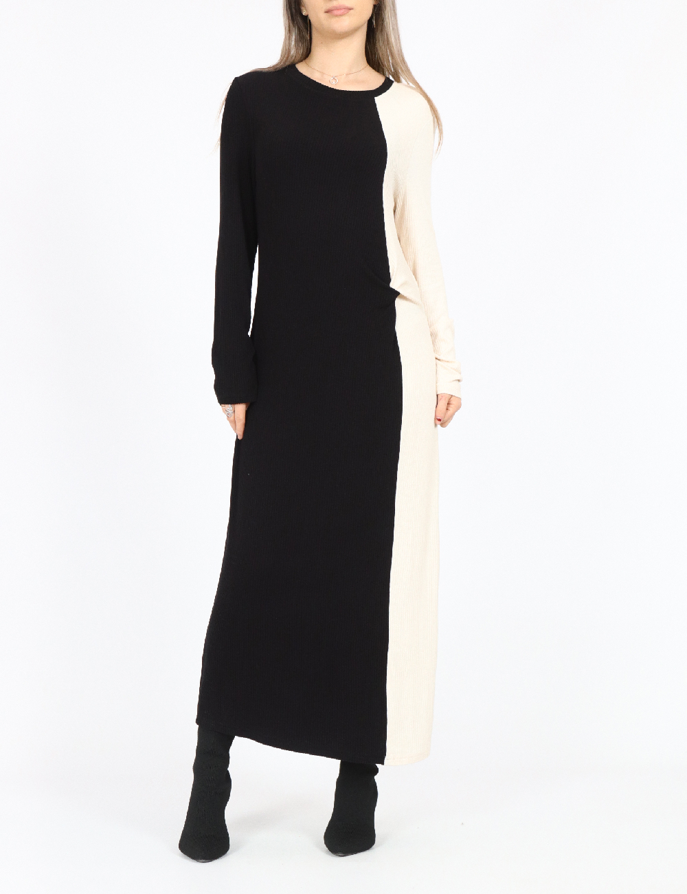Rochie lunga Jacqueline de Yong, crem/negru