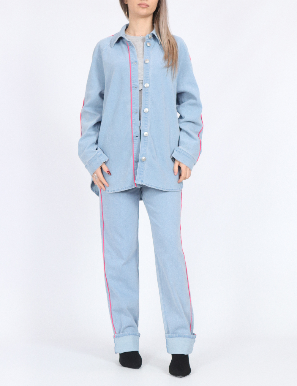 Jacheta Oversize Pieces, albastru