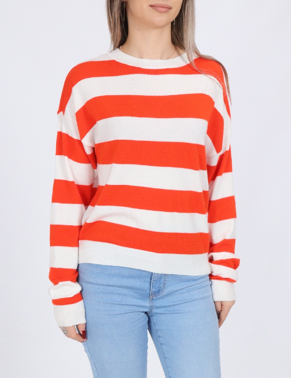 Bluza Pieces, alb/portocaliu - 1 | YEO