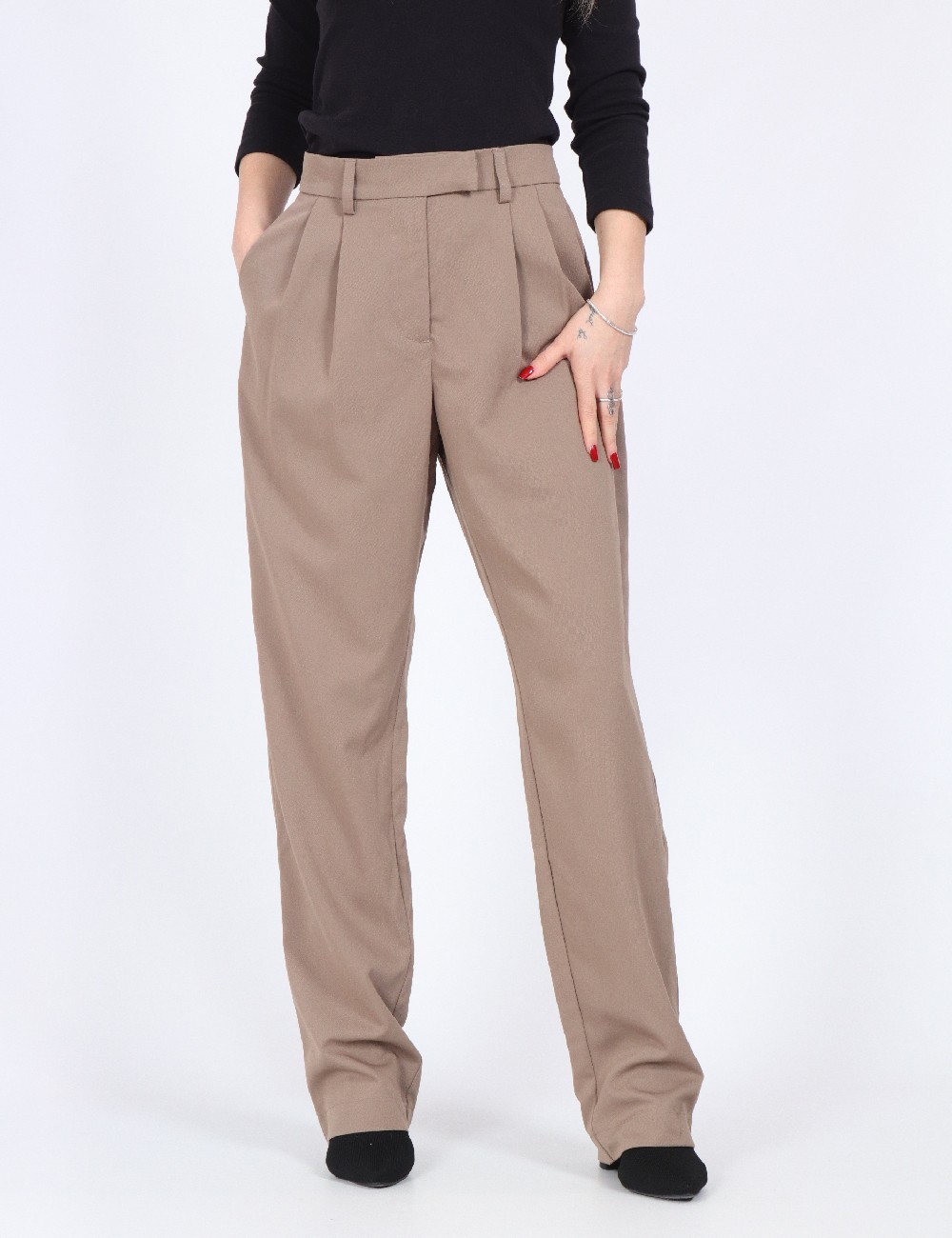 Pantaloni Pieces, maro - 1 | YEO
