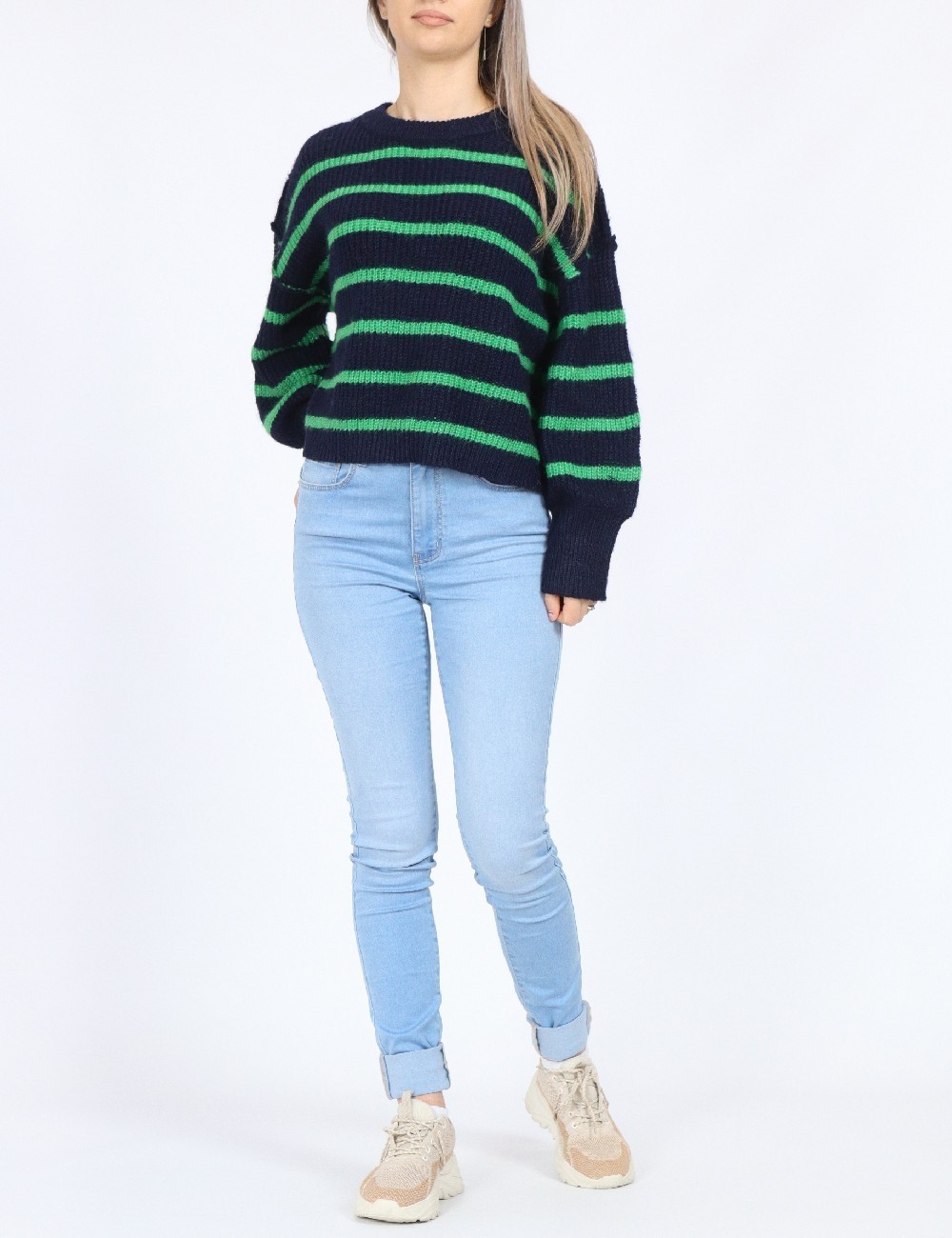Pulover Only, bleumarin/verde - 1 | YEO